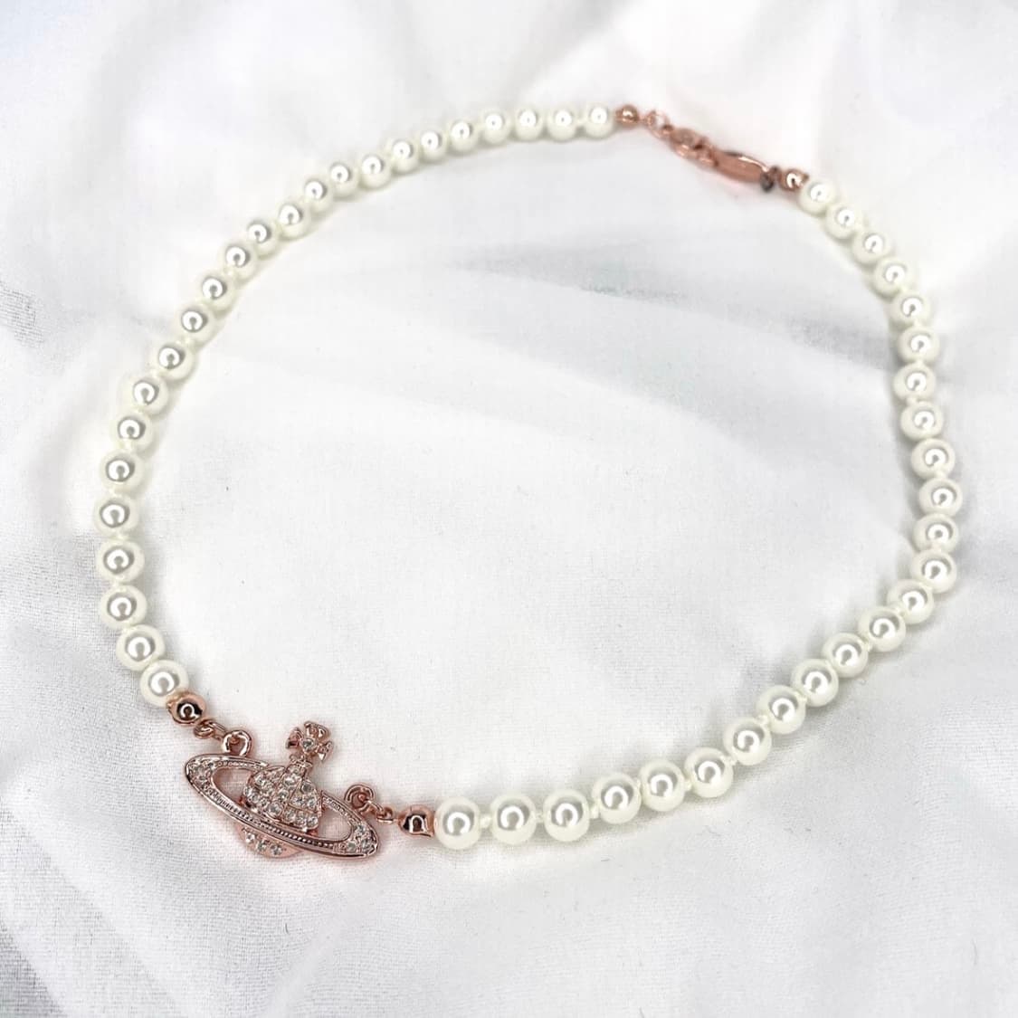 비비안웨스트우드 아카이브 바스릴리프 로즈골드orb 진주 펄 초커 상품이미지1