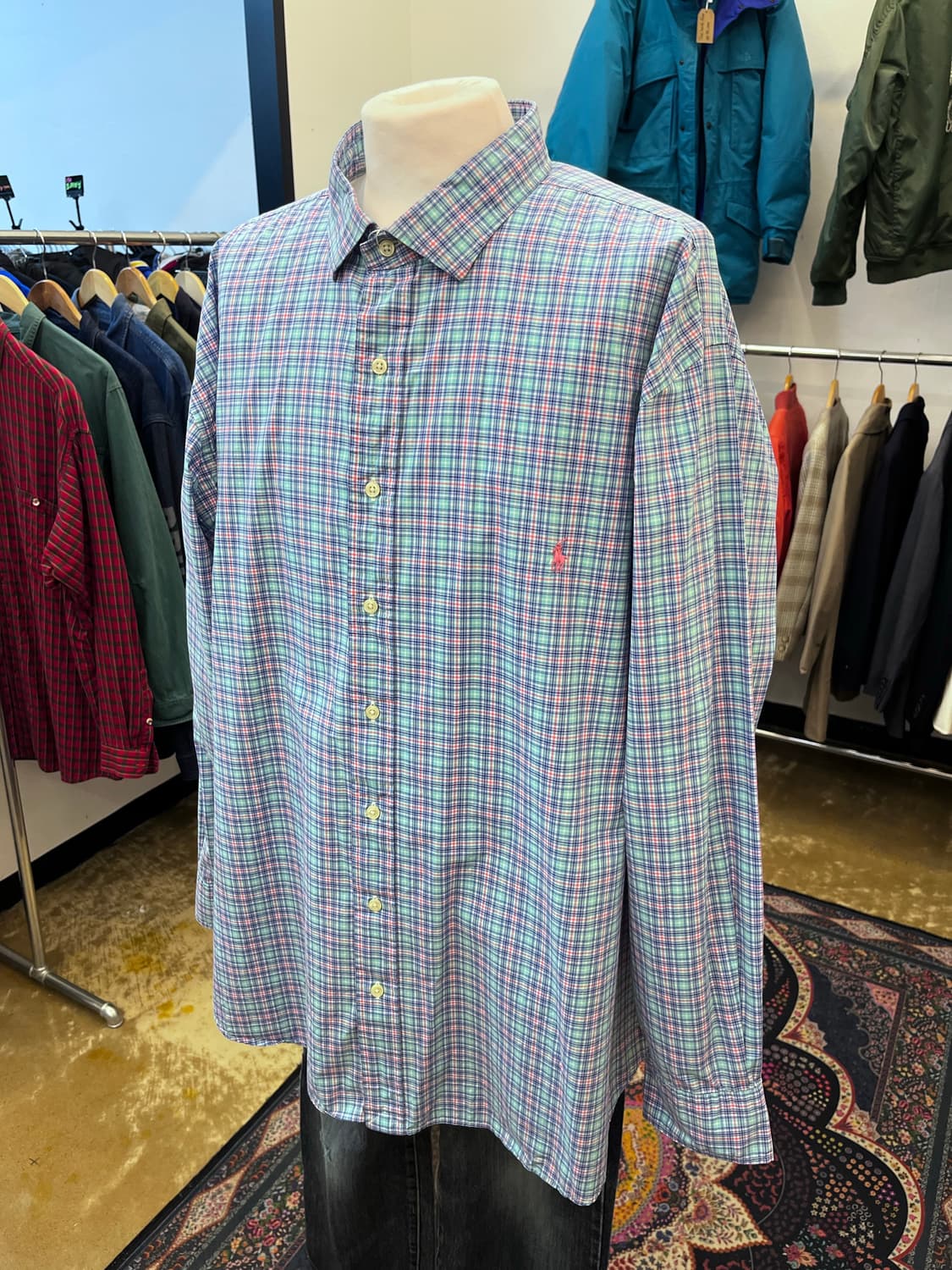 폴로 랄프 로렌 핑크 포니 체크 셔츠 상품이미지3