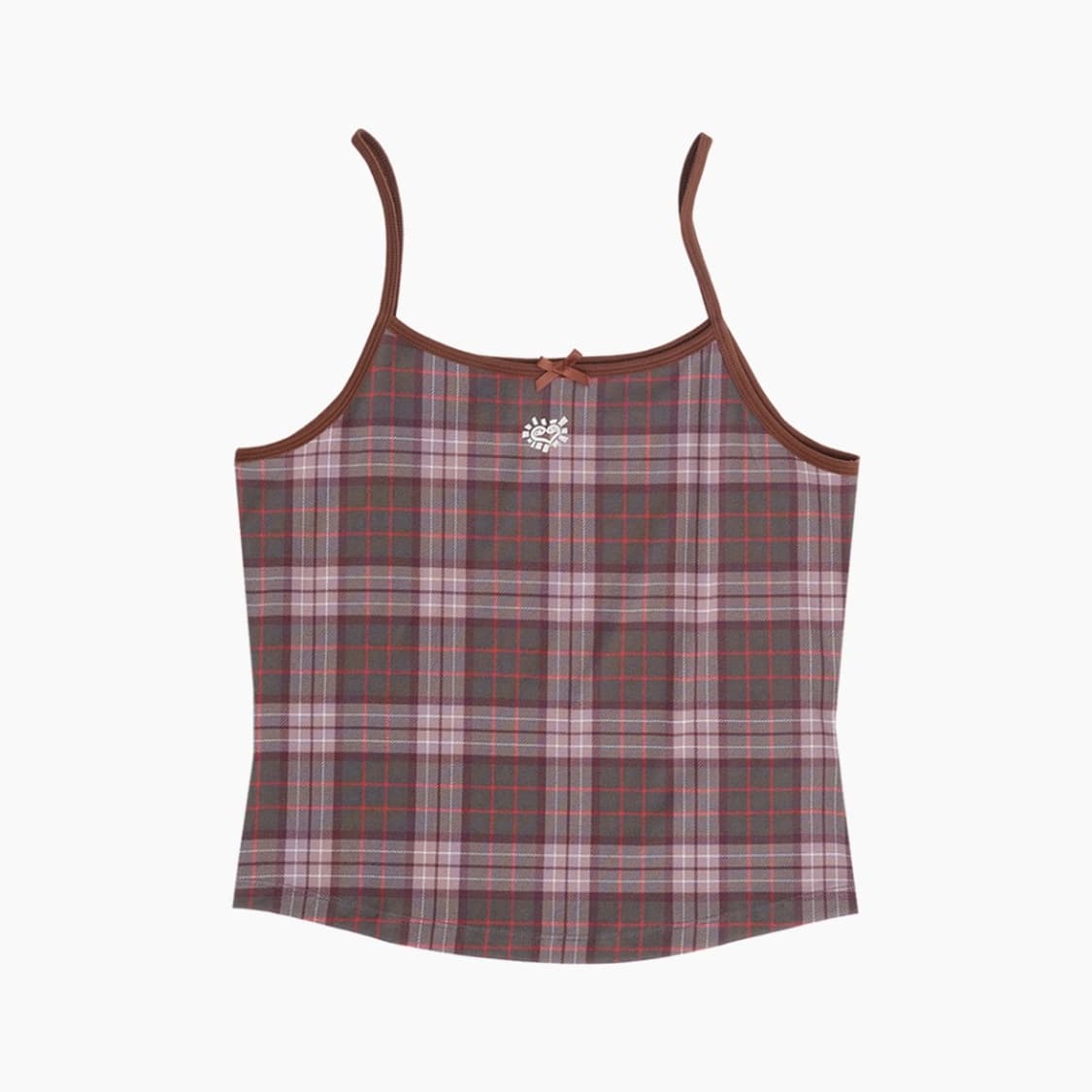 ADWYSD Heart Logo Cami Top - Plaid "Brow 상품이미지2