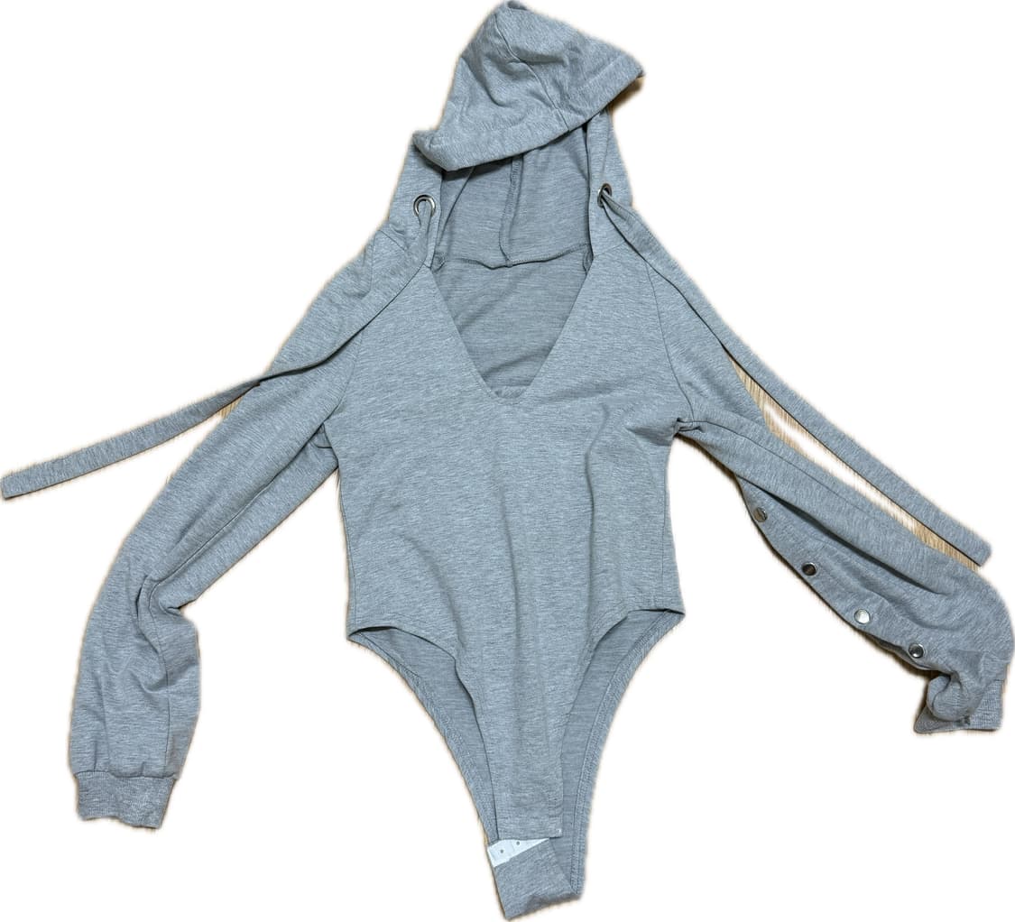 그레이 후드 바디수트 상품이미지1