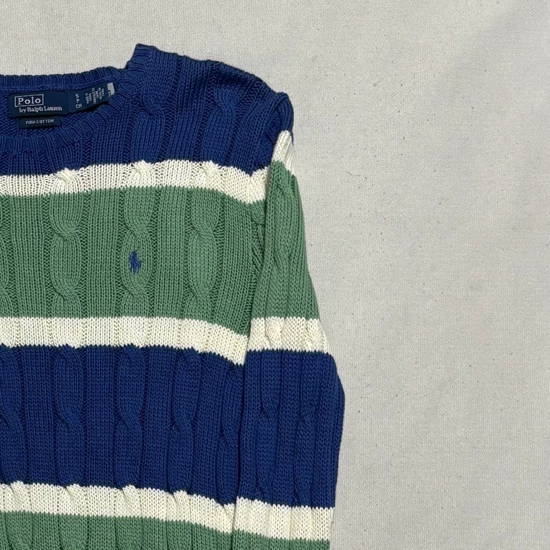 S 폴로랄프로렌 블루 포니 여성용 스트라이프 케이블 니트 상품이미지1
