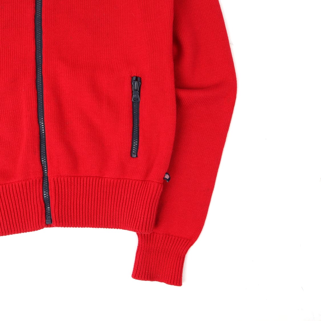 폴로진스 코 레드 코튼 니트 집업 가디건 상품이미지4