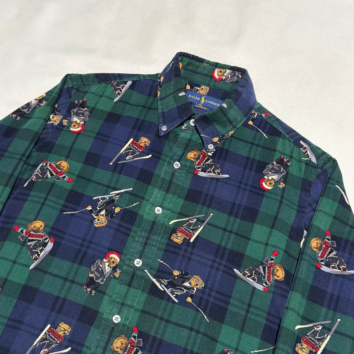 M 폴로랄프로렌 클래식핏 폴로 스키베어 타탄체크 코듀로이 셔츠 상품이미지1