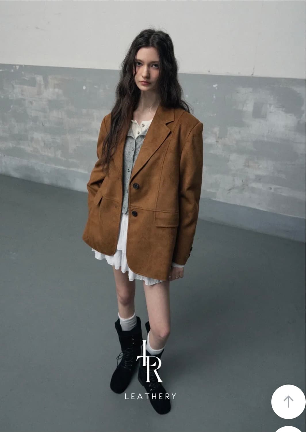 레더리 디바이드 싱글 스웨이드 블레이저 상품이미지2