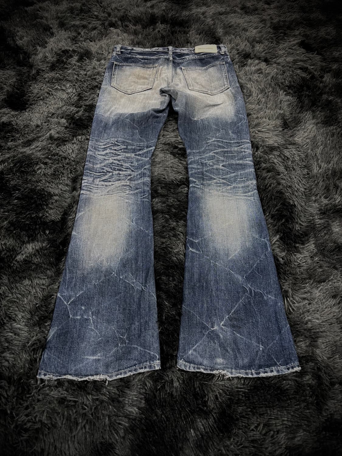 Gostar de fuga 물결 워싱 데미지 중청 부츠컷 팬츠 상품이미지2