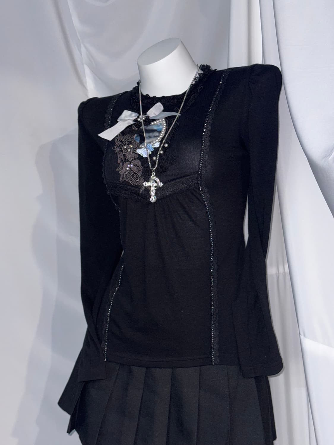 엑시즈팜 무채색 고스고딕 오리엔탈 레오파드 무채색 갸루 코디세트  상품이미지3