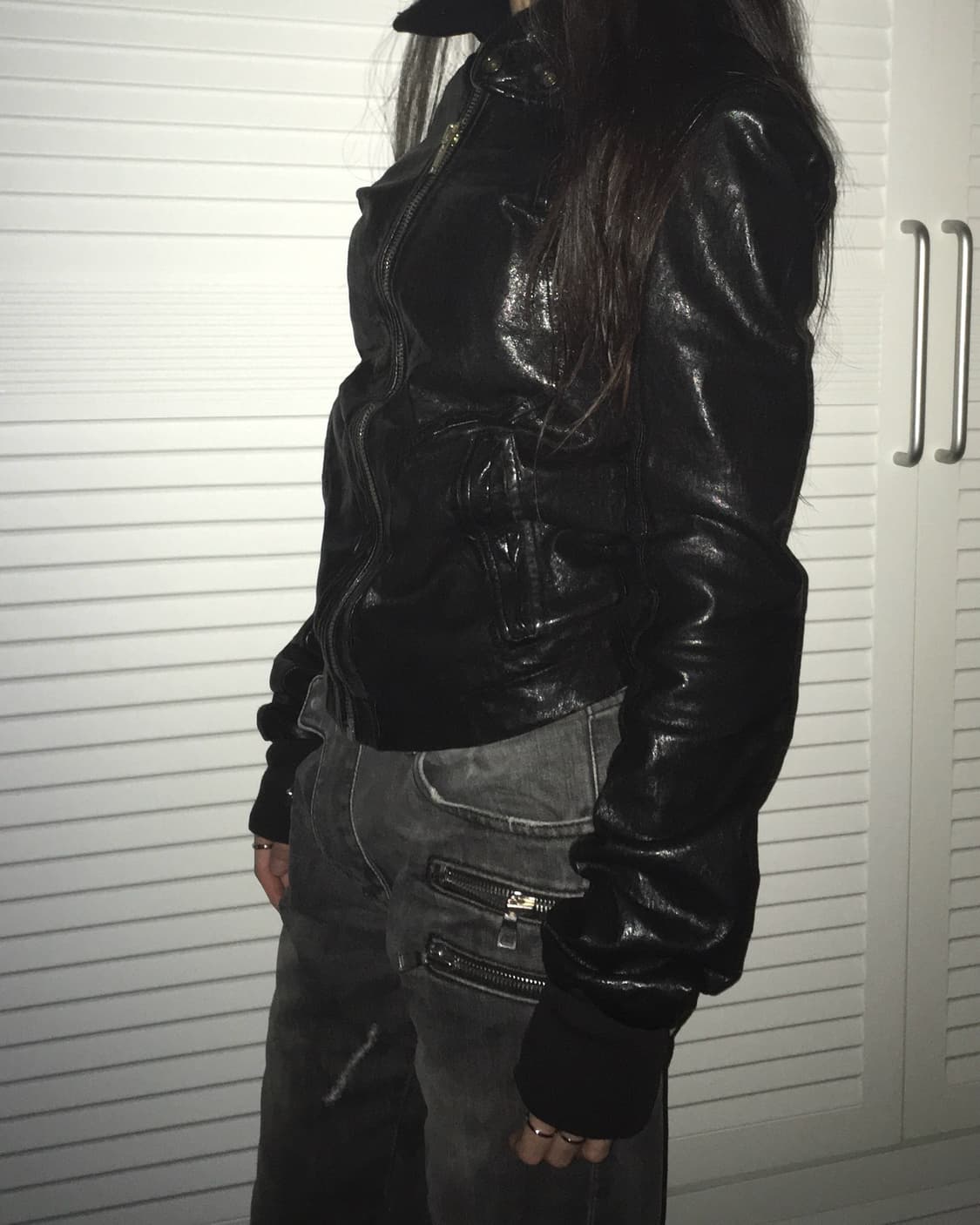 Rick Owens Intarsia High Neck 레더자켓 상품이미지3