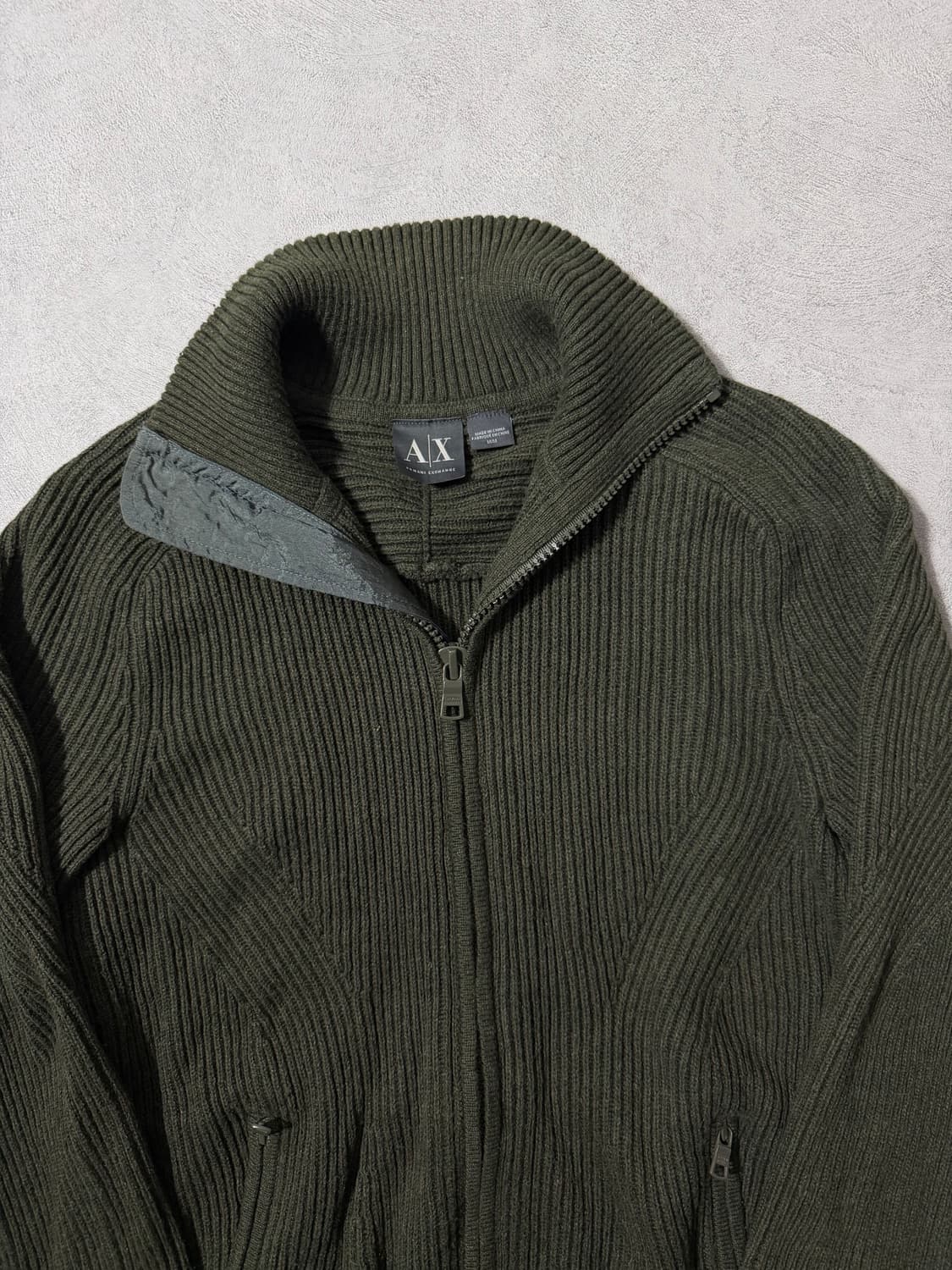 아르마니 익스체인지 코튼 니트집업 올리브 상품이미지3