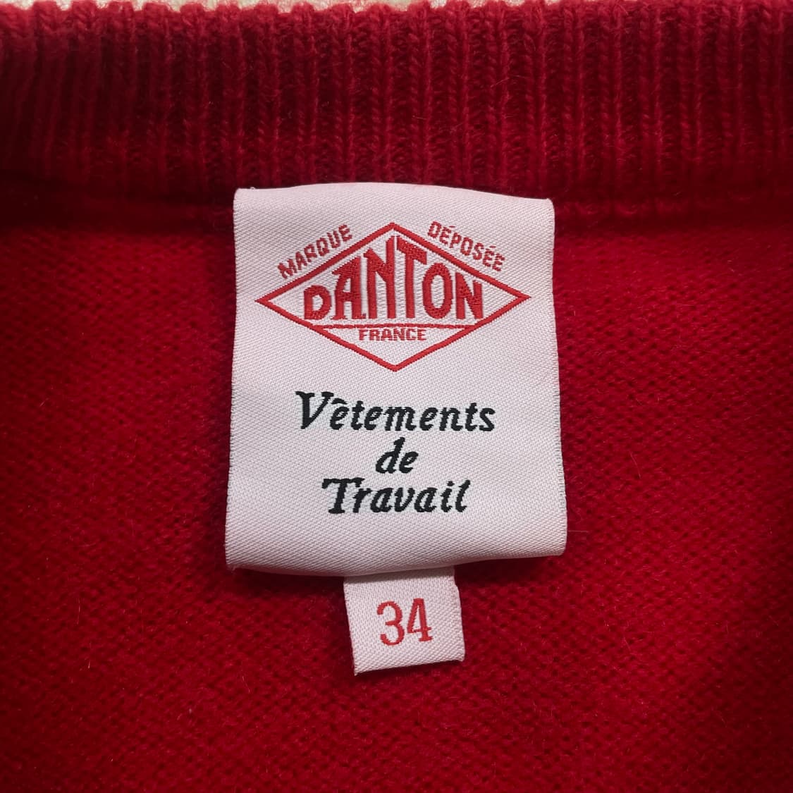 단톤 Danton 울 크루넥 라운드 가디건 니트 레드 상품이미지5