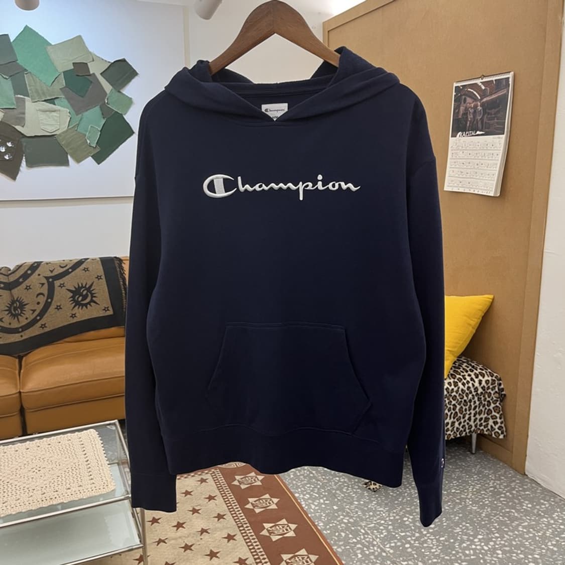 챔피온 올드스쿨 빈티지 캐주얼 빅로고 후드티 M C10229 상품이미지3