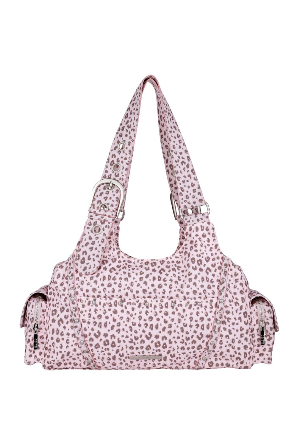 일리고 루프 더블 포켓 숄더 백 핑크 레오파드 상품이미지1