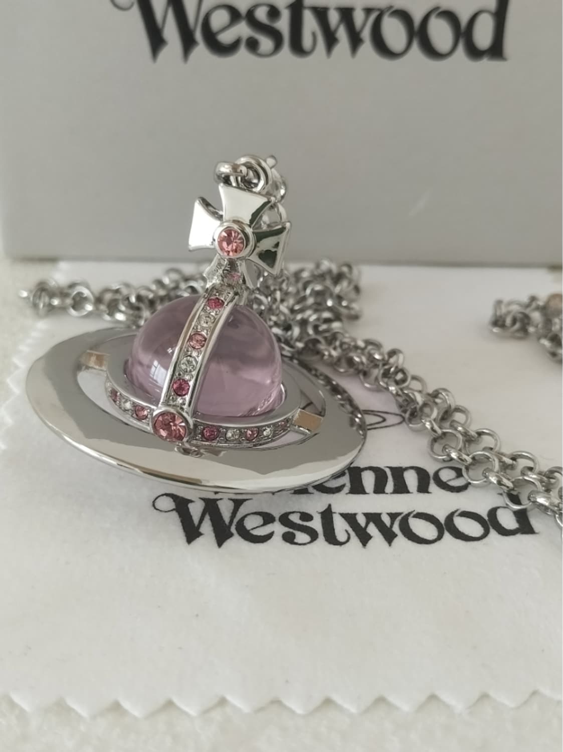 비비안웨스트우드 아카이브 베이비핑크 크리스탈 빅 orb 팬던트 목걸이 상품이미지1