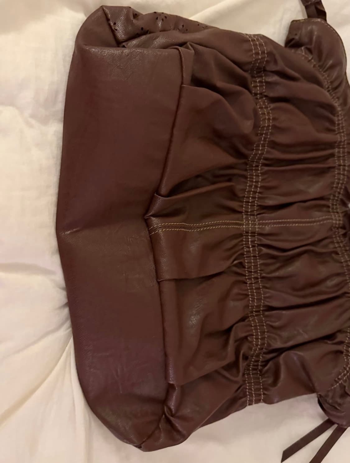 그런지페어리 브라운 레더 셔링 숄더백 모리걸 하구미 보헤미안 상품이미지10