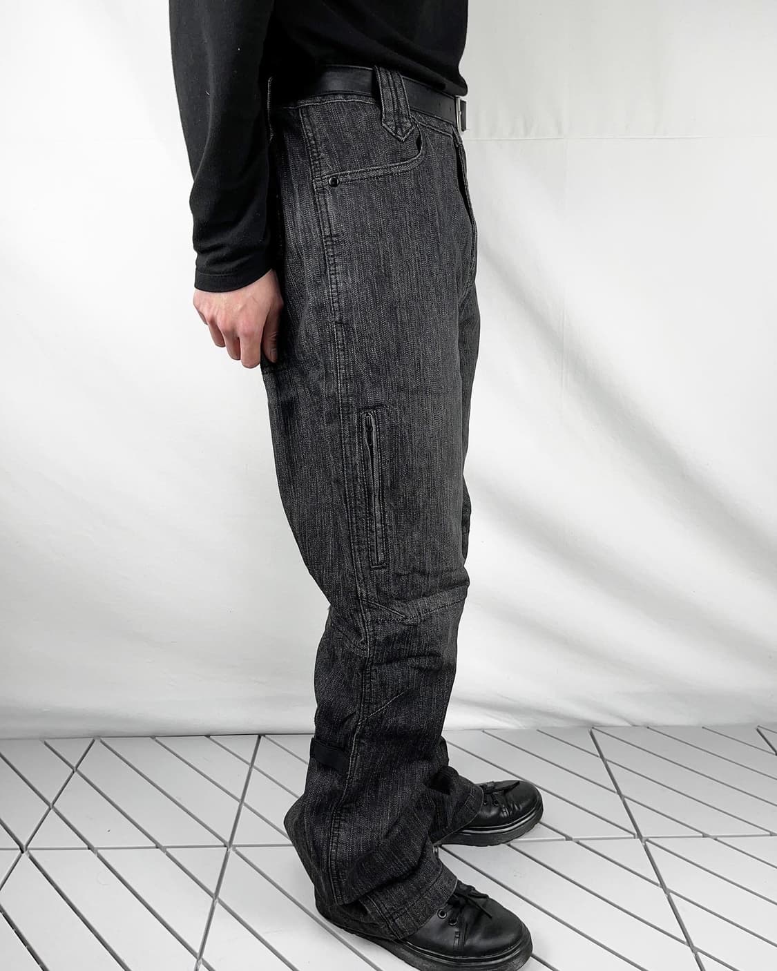 블랙 데님 바이커팬츠 상품이미지5