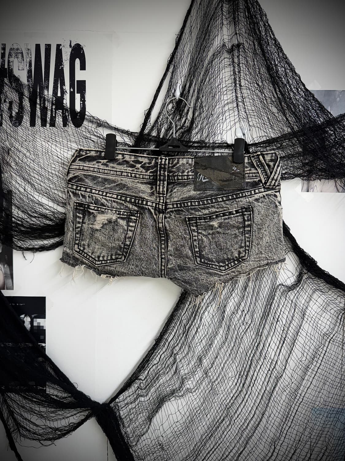 Damaged washing dark denim shorts 상품이미지4