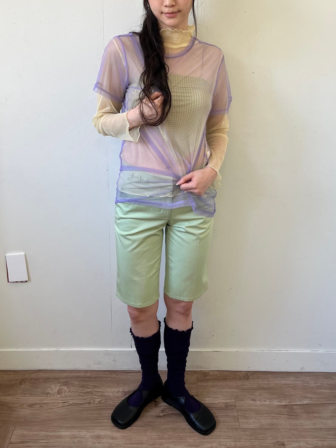 JESSY LOGAN 퍼플 시스루 탑 상품이미지5