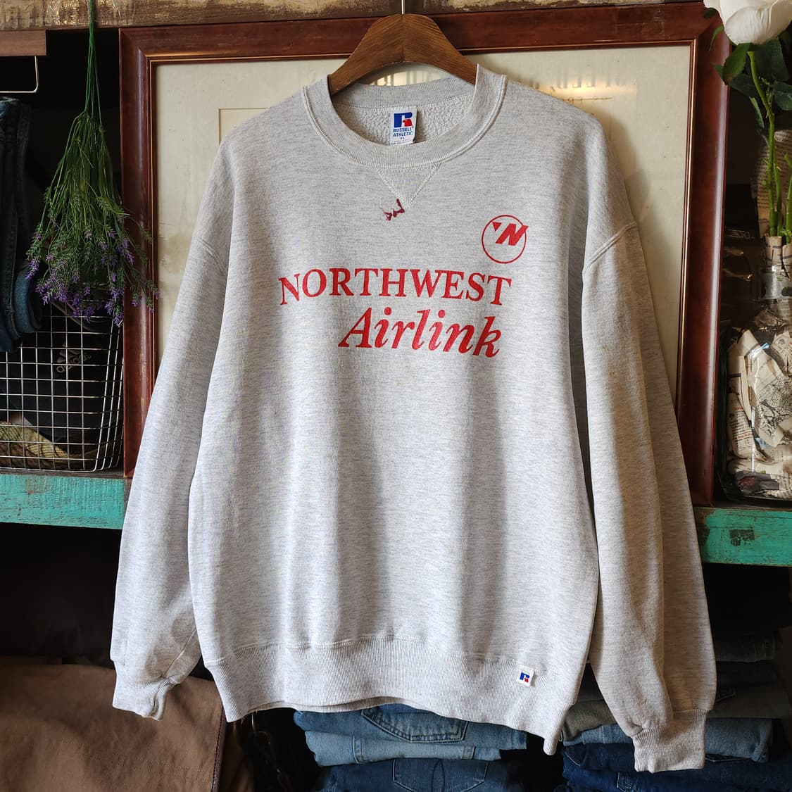 90s 러셀 맨투맨 스웻셔츠 노스웨스트 빈티지 레터링 그레이 XL 상품이미지2