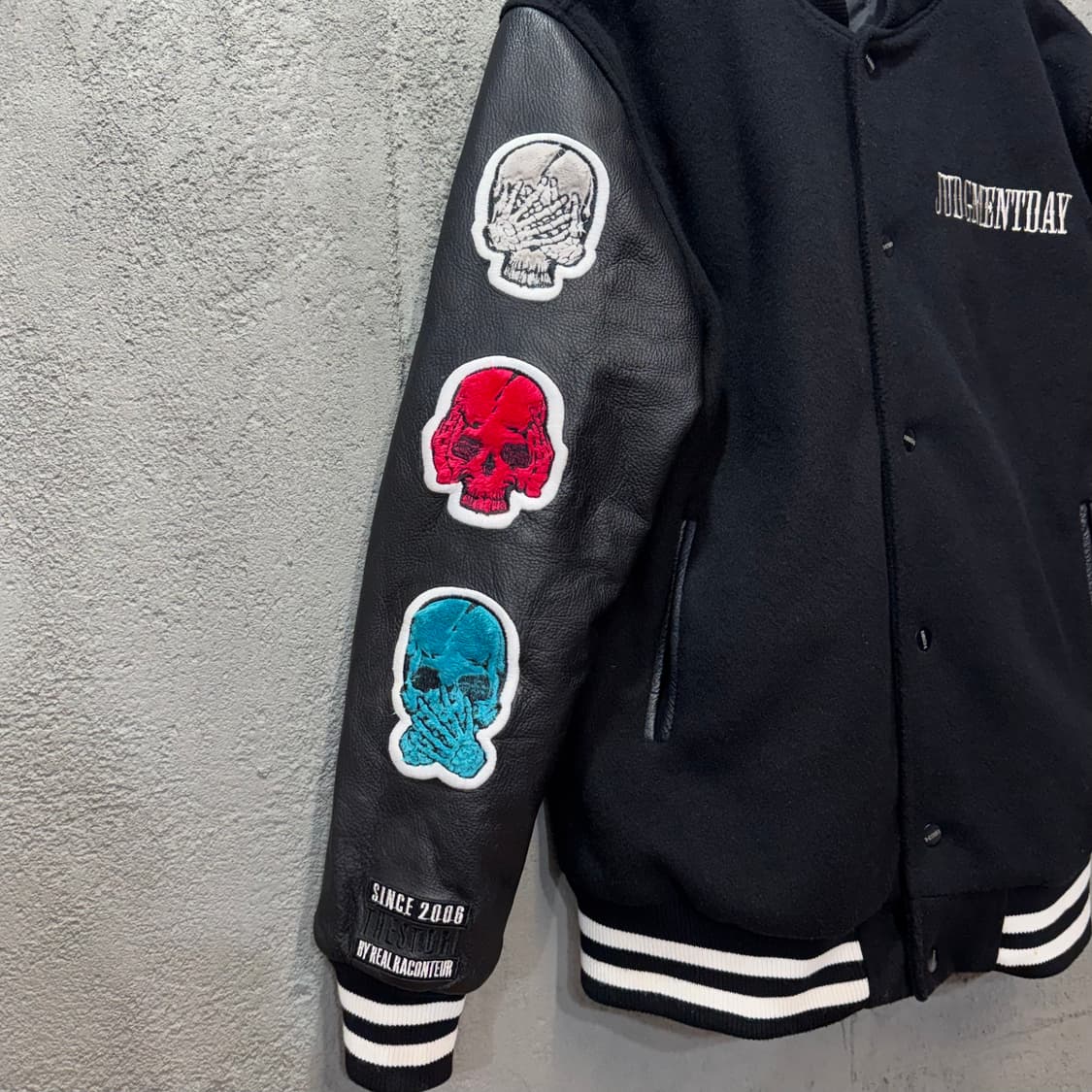 스컬 패치 빈티지 바시티 자켓 (M)   상품이미지3