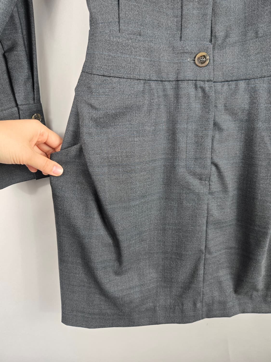 [무료배송]11AM 여성 F 스판 가오리 뒷트임 긴팔 셔츠 미니 원피스 상품이미지5