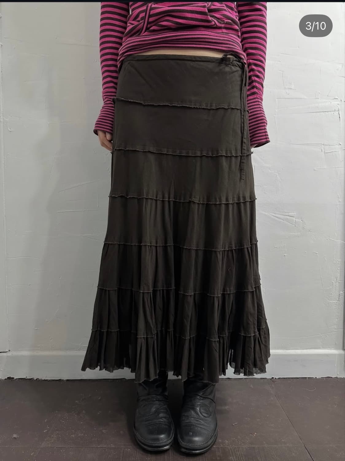 comme ca ism brown design skirt 상품이미지6