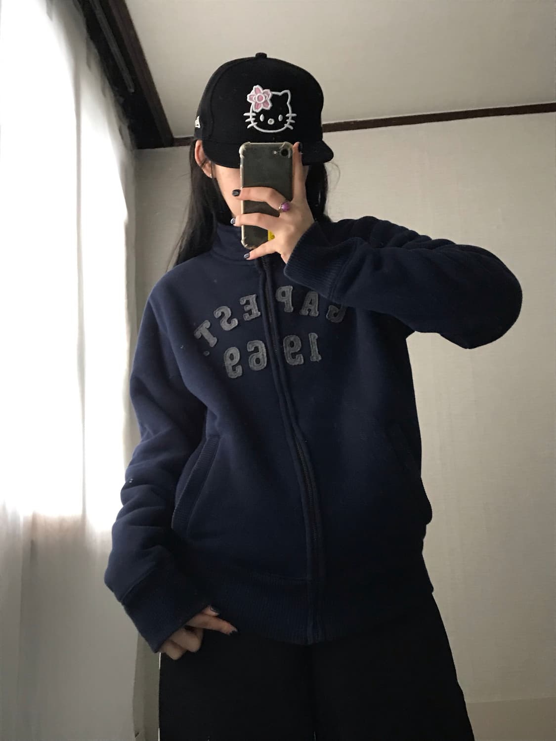 갭 네이비 로고 보아퍼집업 상품이미지1