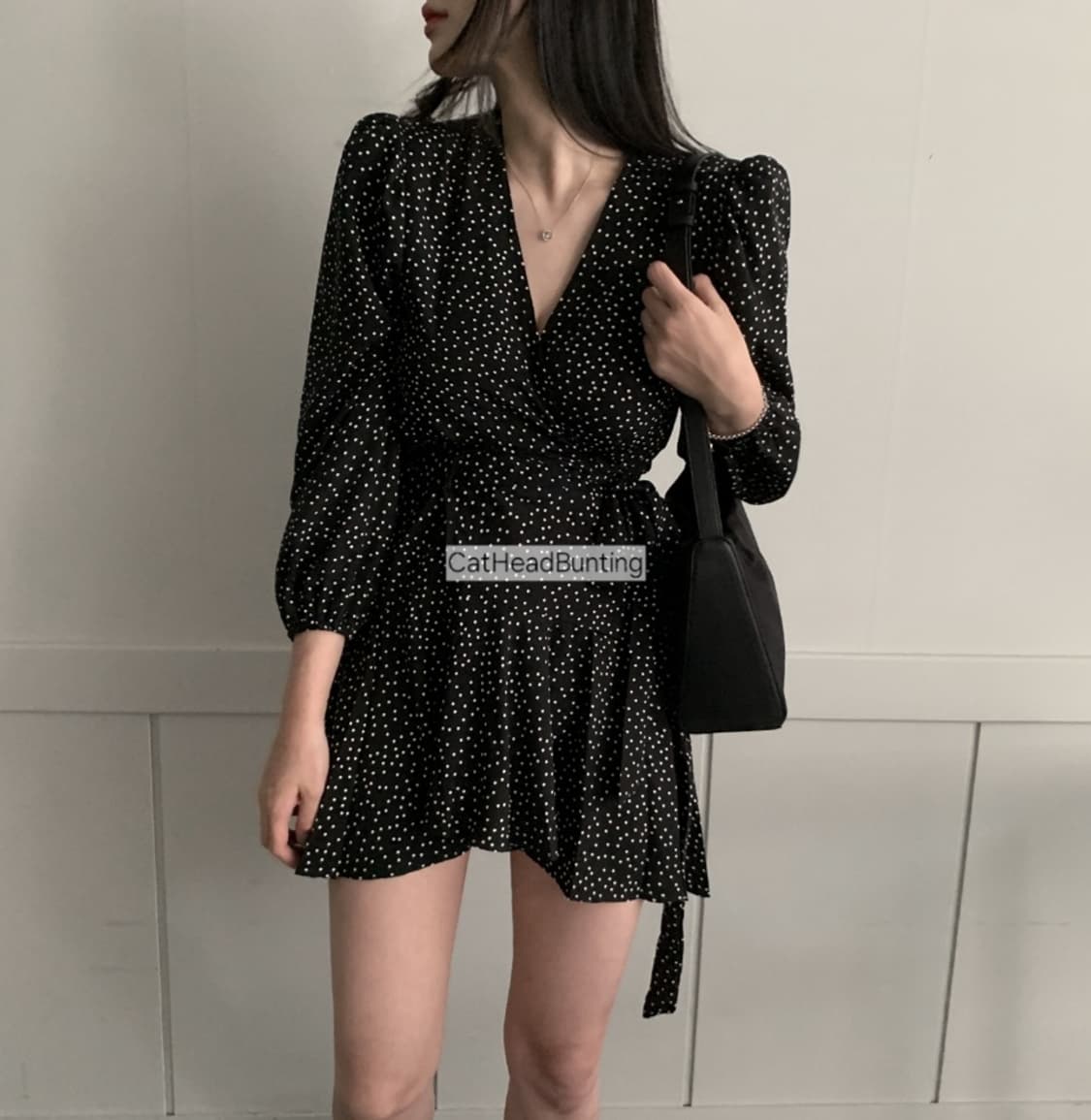 리얼리제이션맛 도트 러플 랩원피스 [체형 커버 굿] 상품이미지2