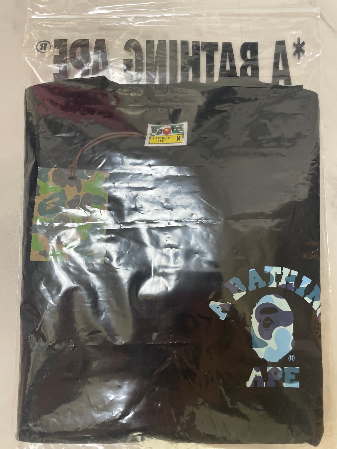 베이프 ABC 카모 컬리지 에어샷 롱슬리브 티셔츠 블랙 블루 상품이미지3