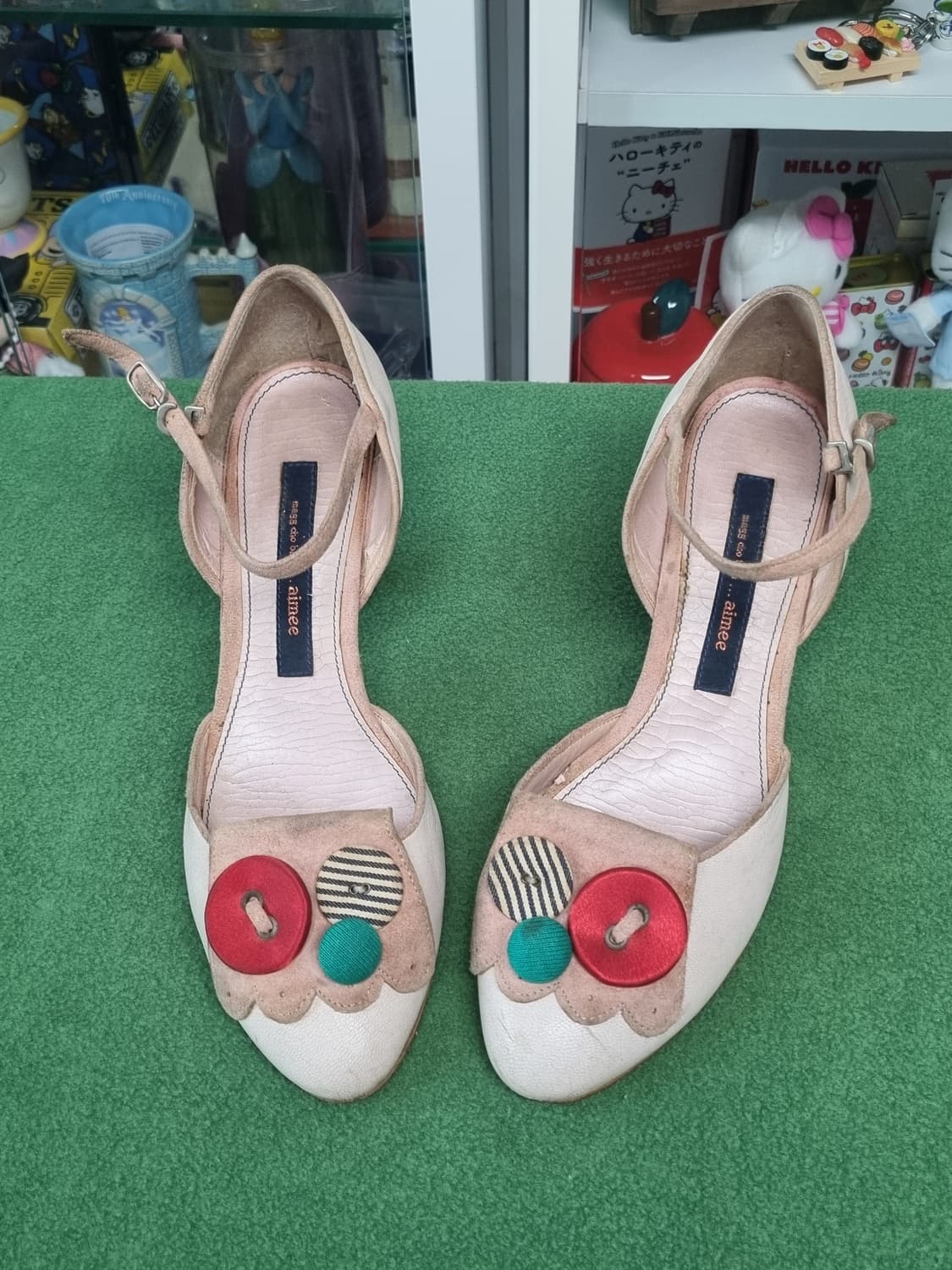 빈티지 핑크 스웨이드 단추 구두 상품이미지1