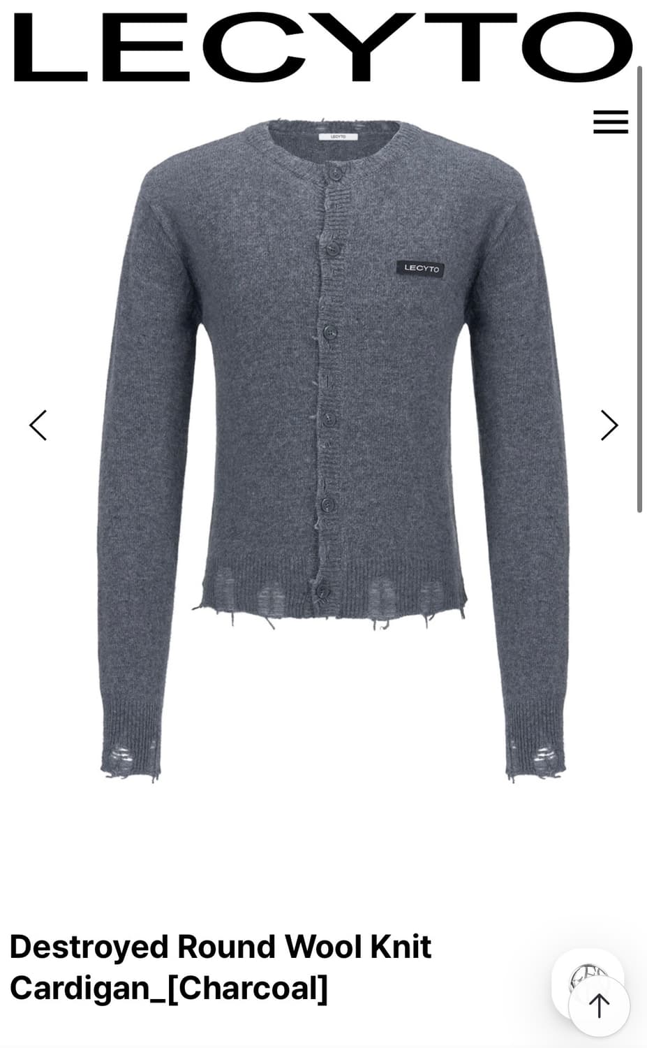 레씨토 Destroyed Round Wool Knit Cardigan 상품이미지1