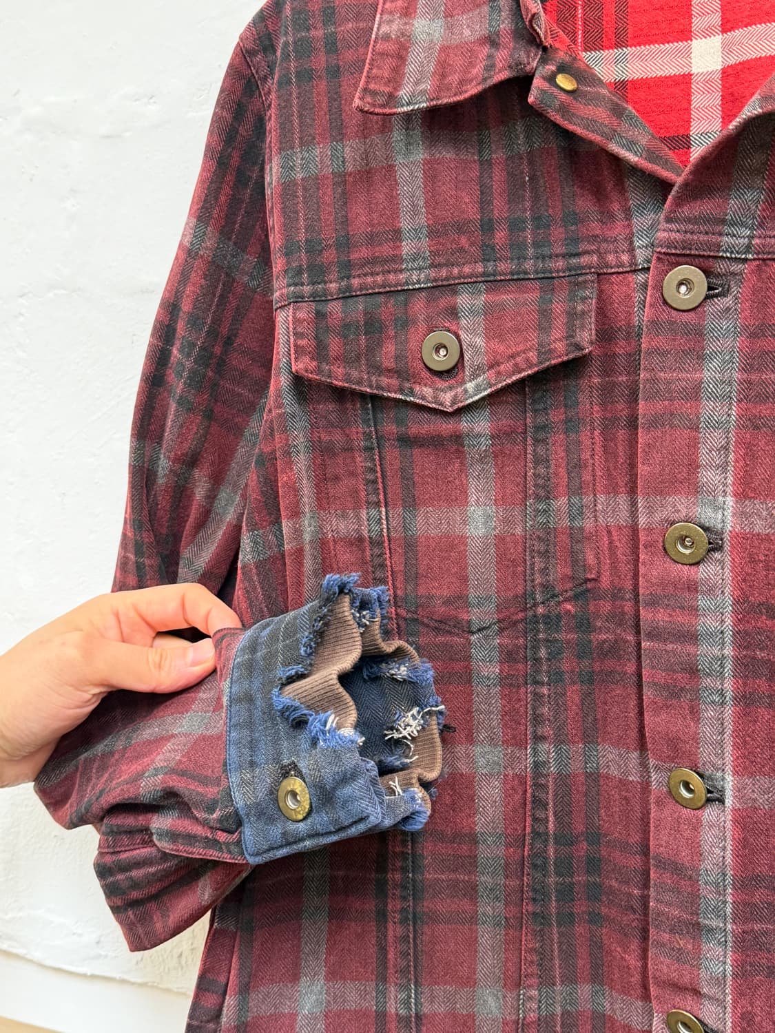 Shapel 코튼 레드 체크 자켓 M from Japan 상품이미지3