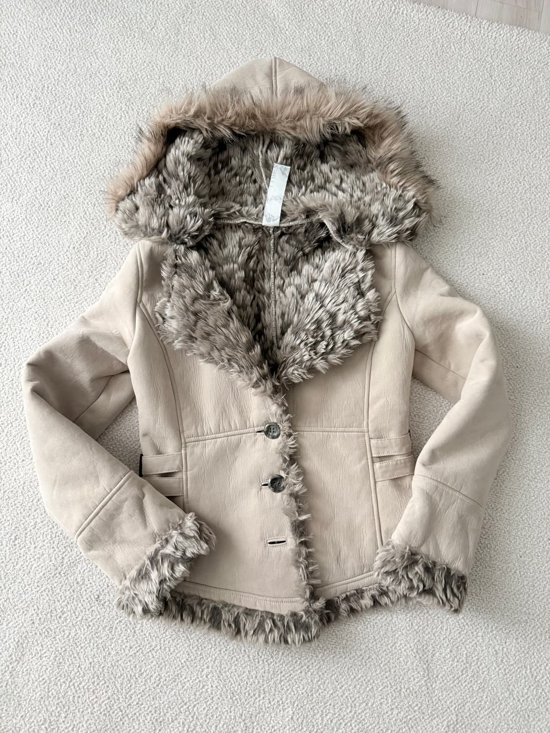 빈티지 아이보리 퍼자켓 무스탕 상품이미지1