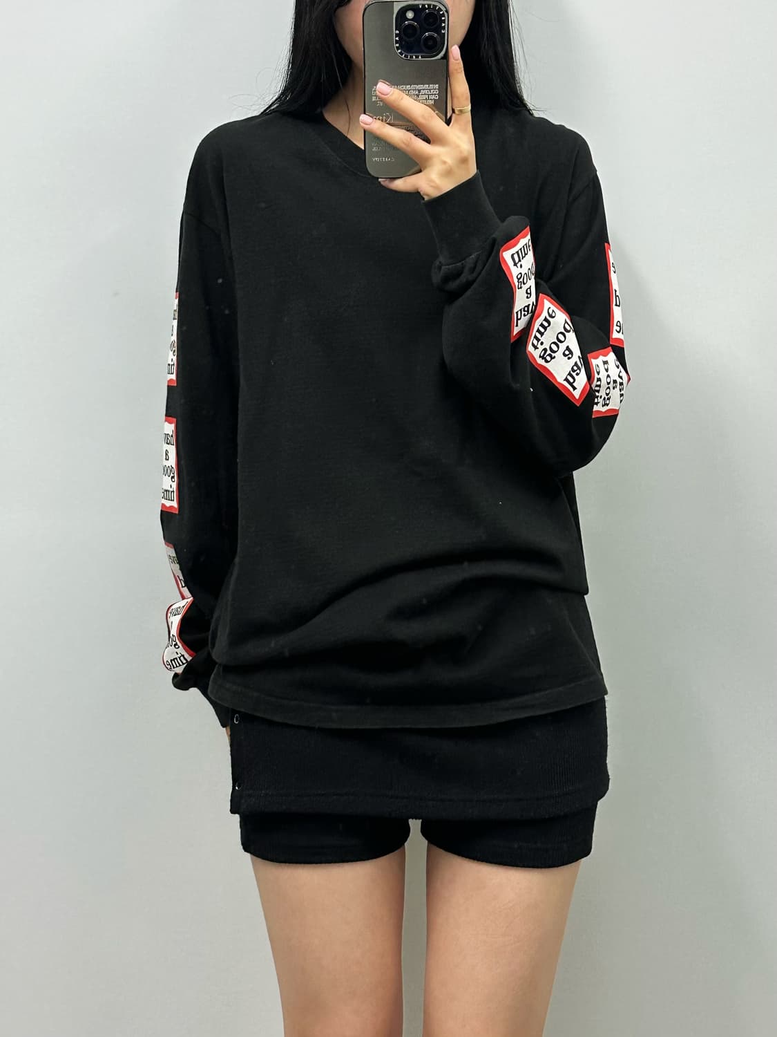 해브어굿타임 블랙 긴팔 롱 슬리브 상품이미지1