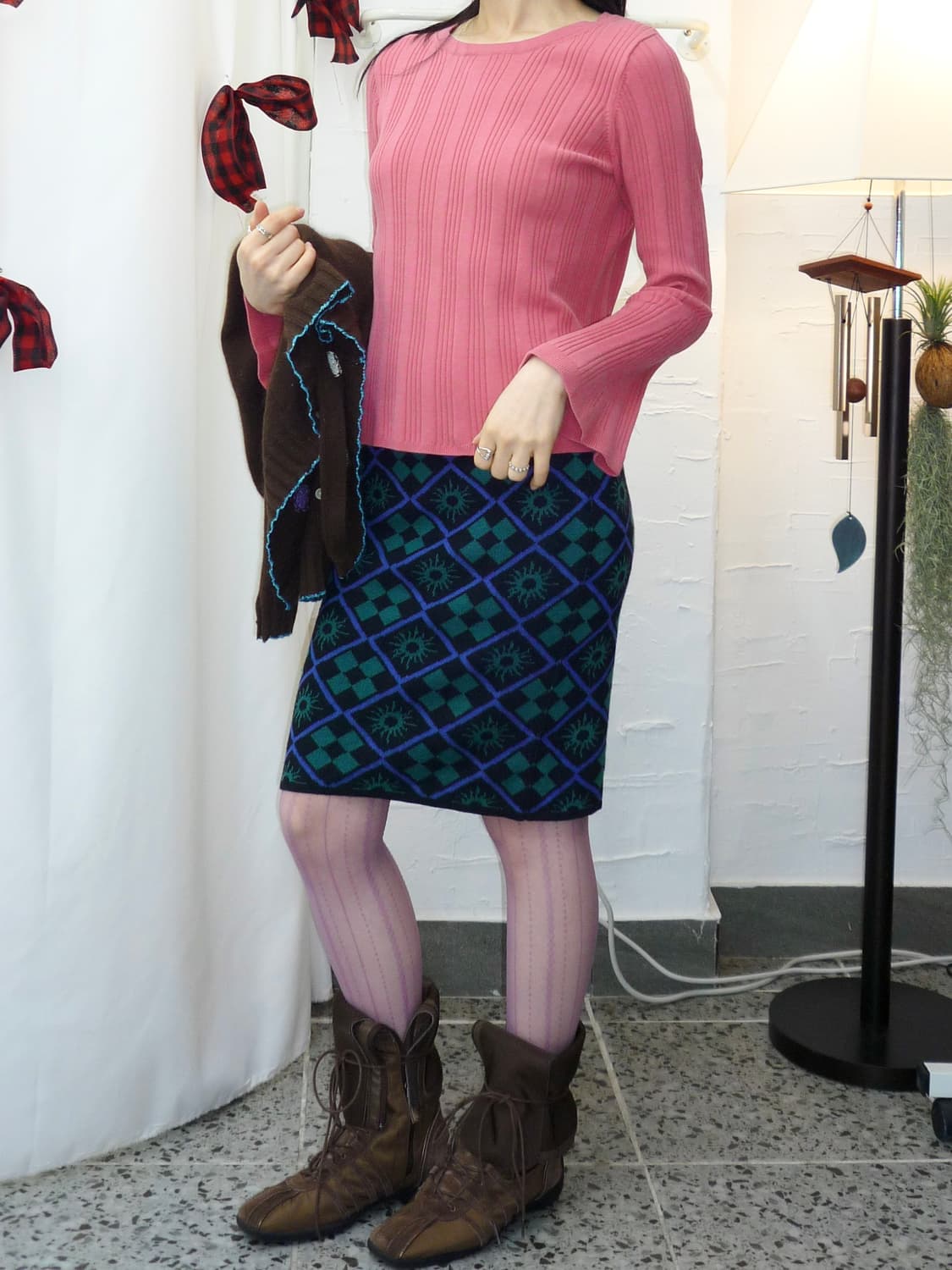 contrast midi knit skirt 상품이미지2