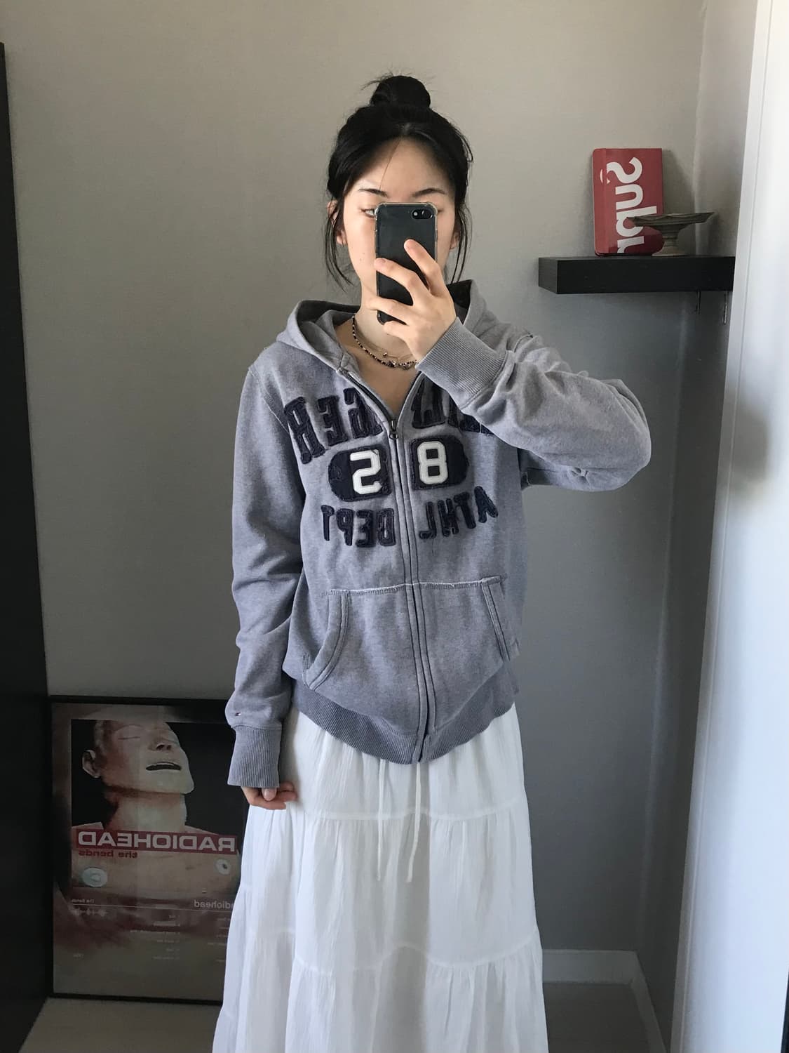 타미힐피거 자수 로고 그레이 후드집업 상품이미지3