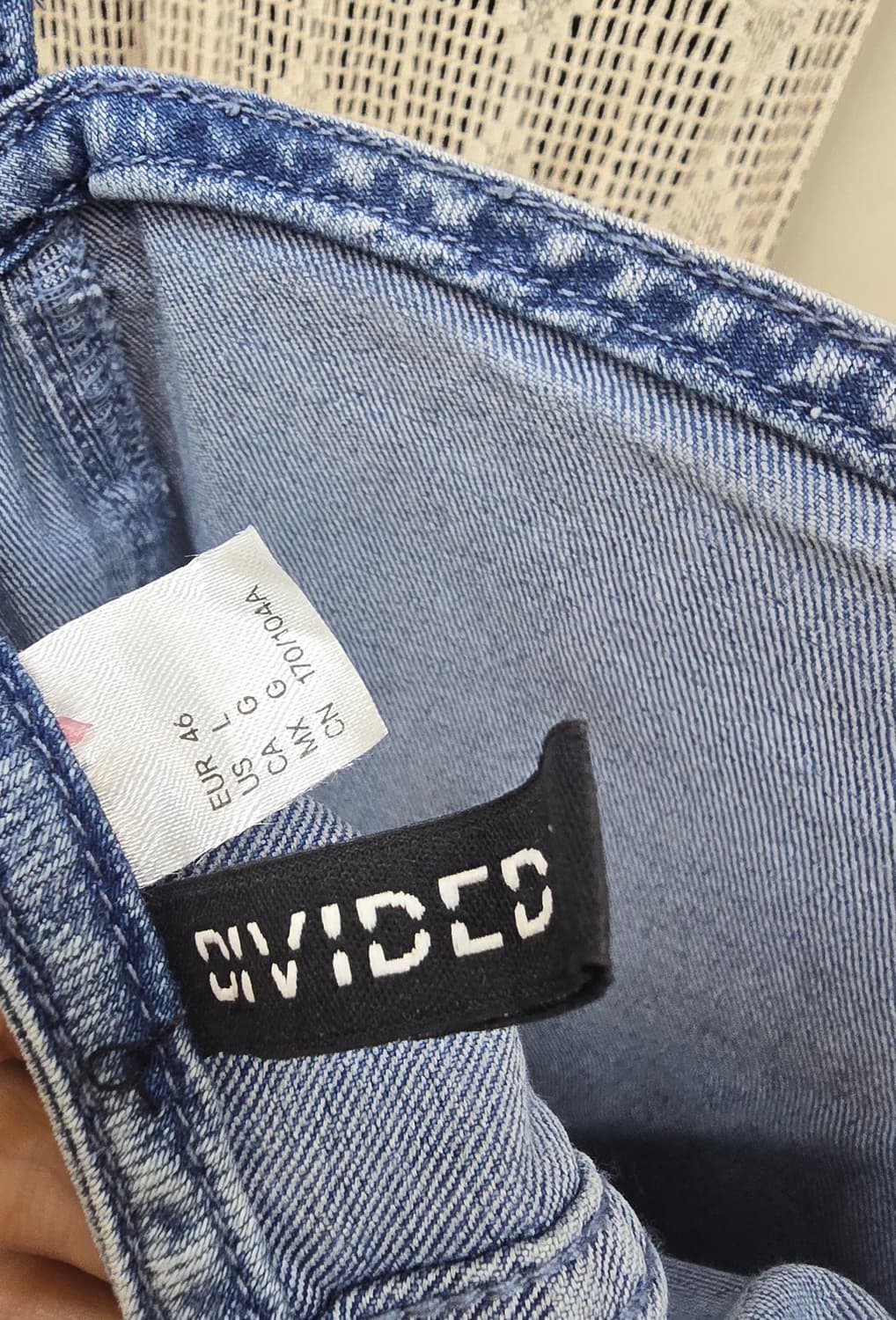 55~66)H&M 퍼프 데님 미니원피스  스퀘어넥 슬림핏 상품이미지3