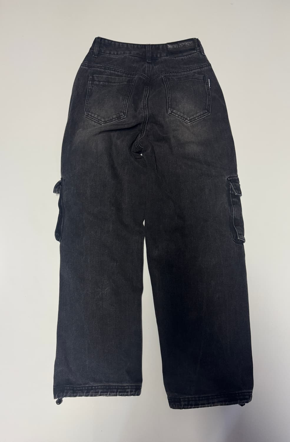 강추! 여성 스컬프터 밑단 스트링 카고 블랙 데님팬츠 Xs 상품이미지2