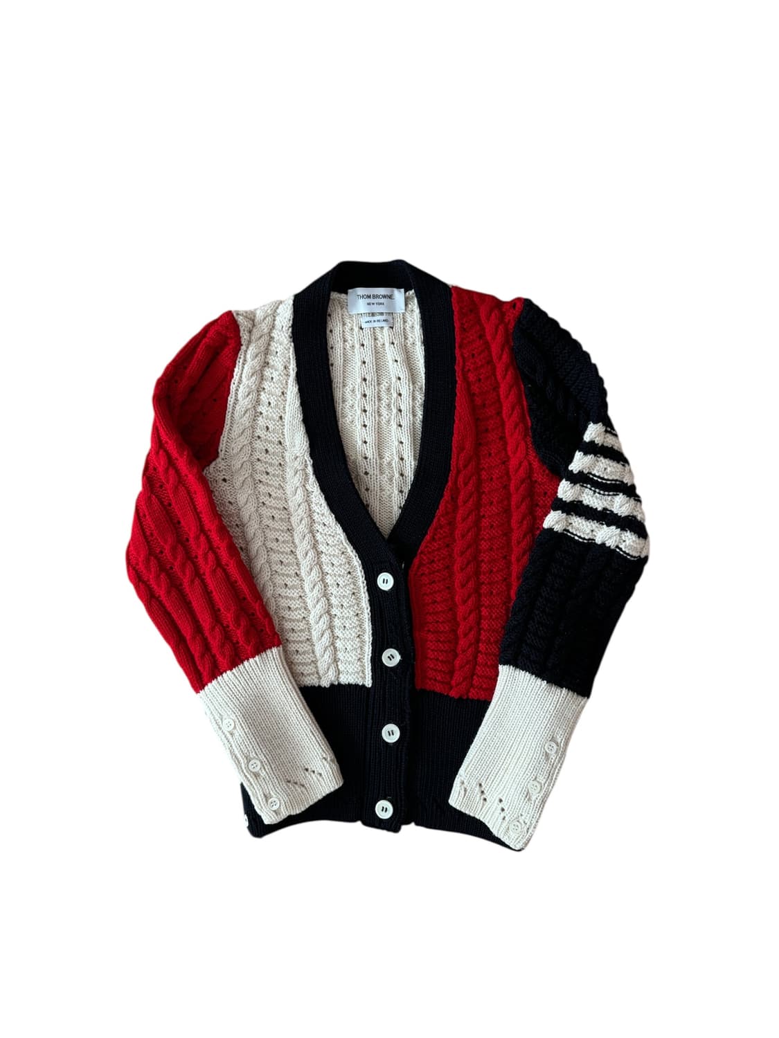 톰브라운 레드화이트 울가디건 36 상품이미지1