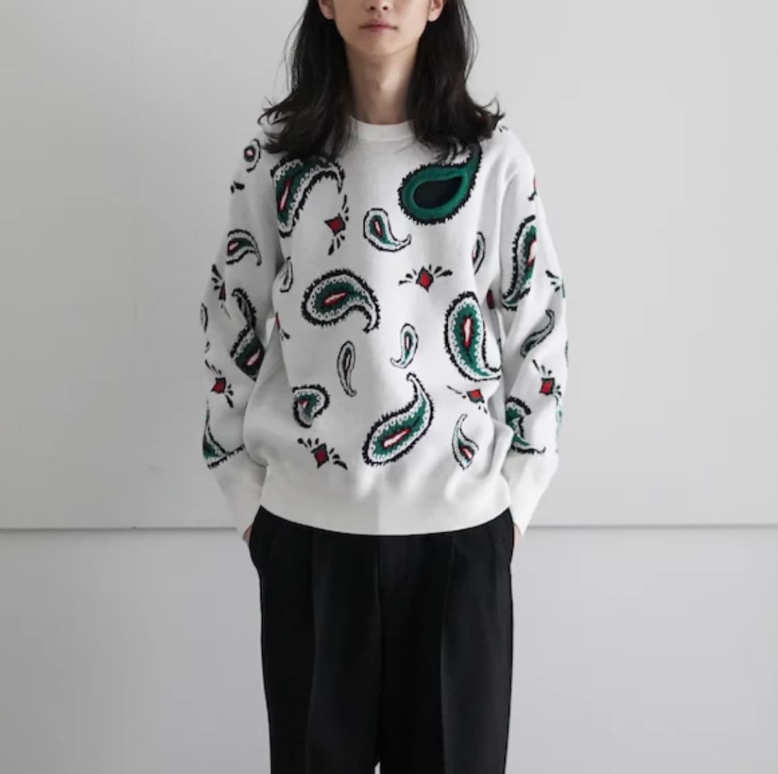 (정품/새상품) TOGA 토가 남성 화이트 페이즐리 자카드 니트 상품이미지6