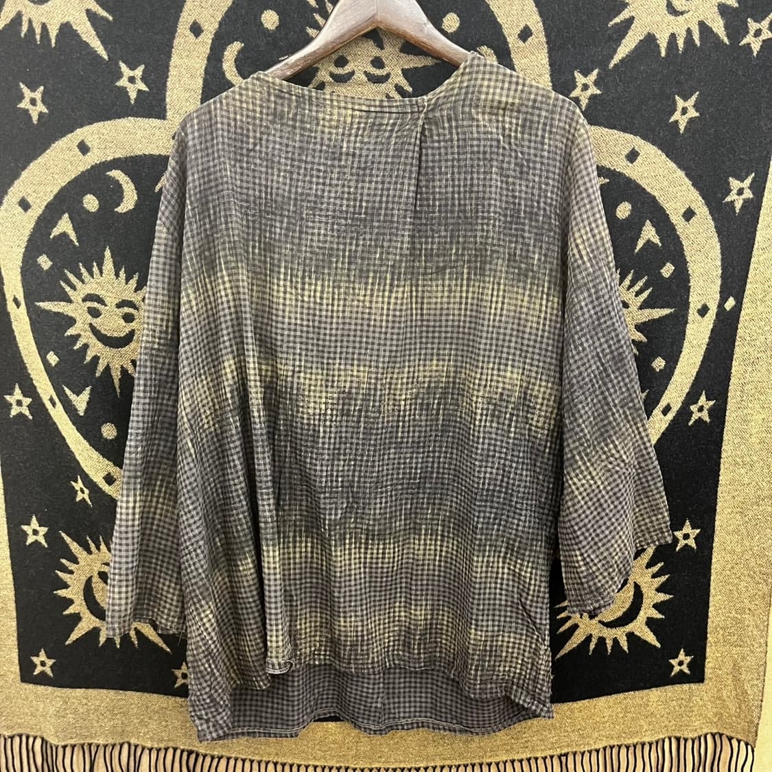 빈티지 펑크 타이다이 체크 아방핏 블라우스 긴팔티 K0123 상품이미지3