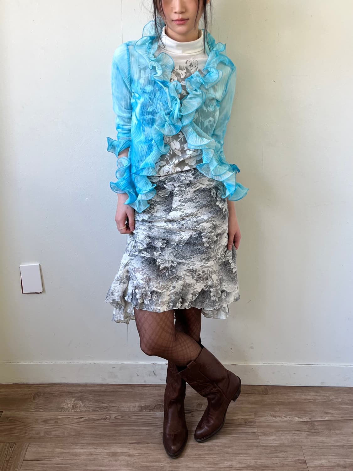 La quest-ceque 언발란스 스노우 플라워 스커트 상품이미지7