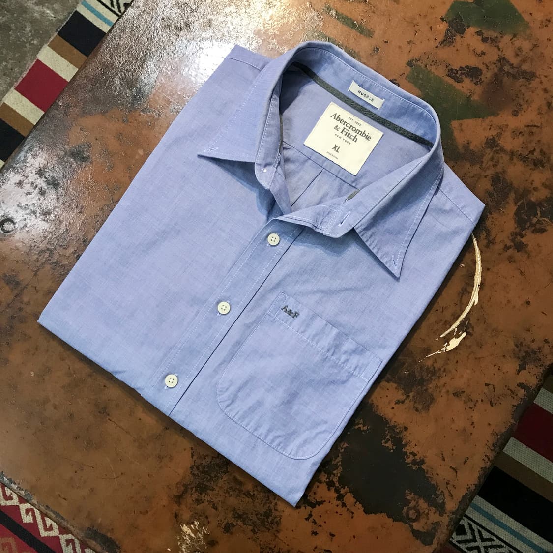 아베크롬비 블루 코튼 셔츠 남성 102 여성 루즈핏  상품이미지1
