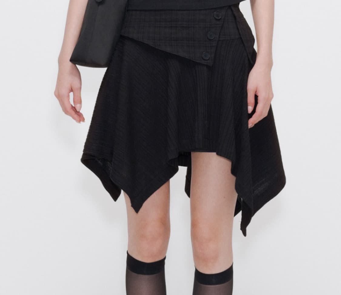 미세키서울 unbalanced flow mini skirt black 2 상품이미지1