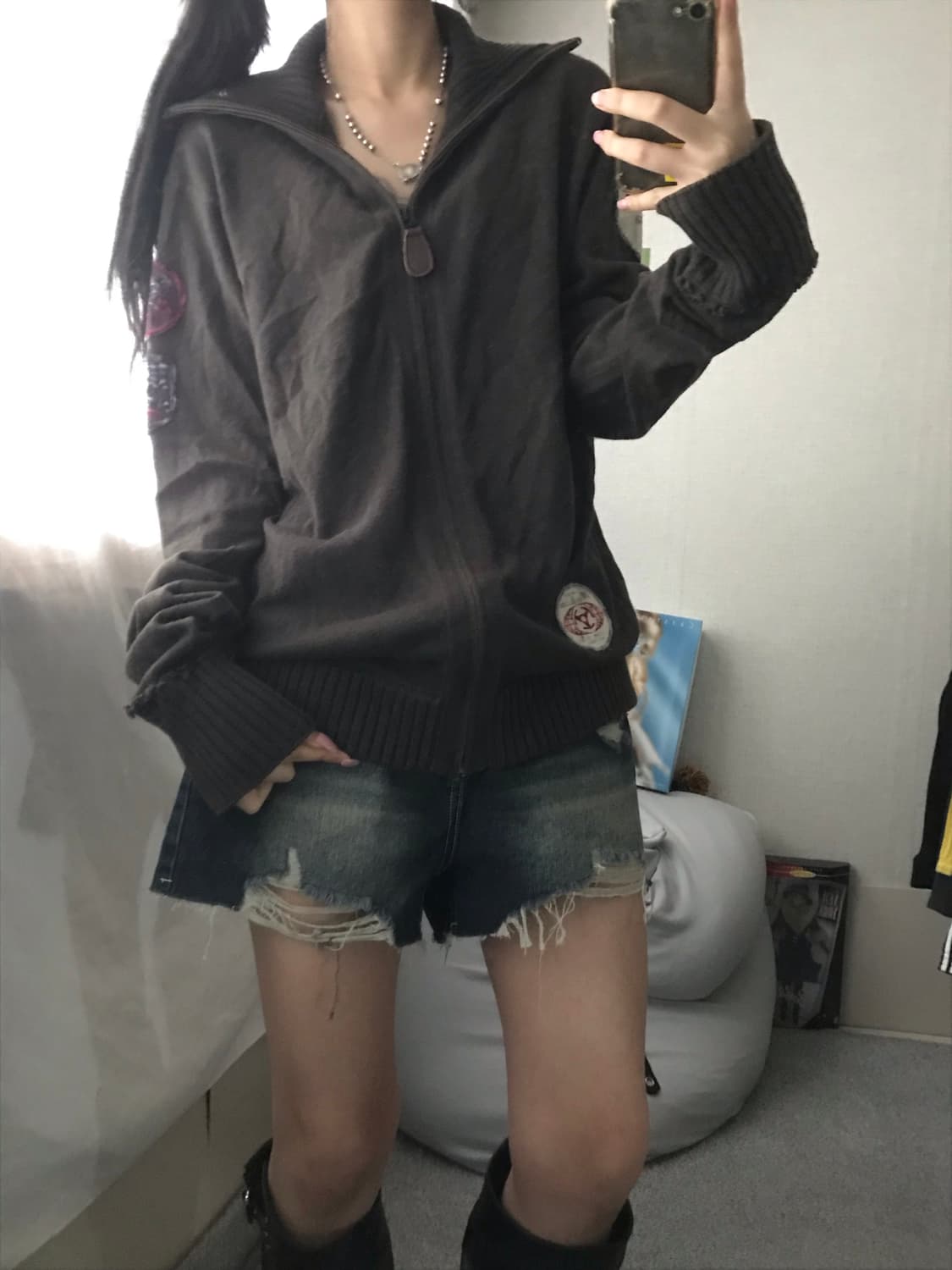 디젤 카키 패치디테일 니트집업 상품이미지3