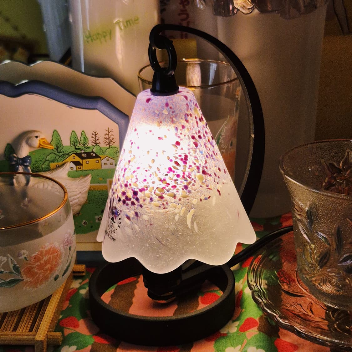 90s 오타루 불투명 마블 글라스 호롱 램프 상품이미지4