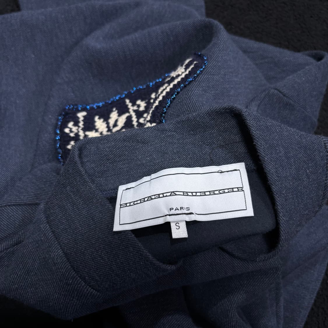 우먼S-M 미카엘라버거 네이비 퍼퓸 니트 블루종 자켓 상품이미지4