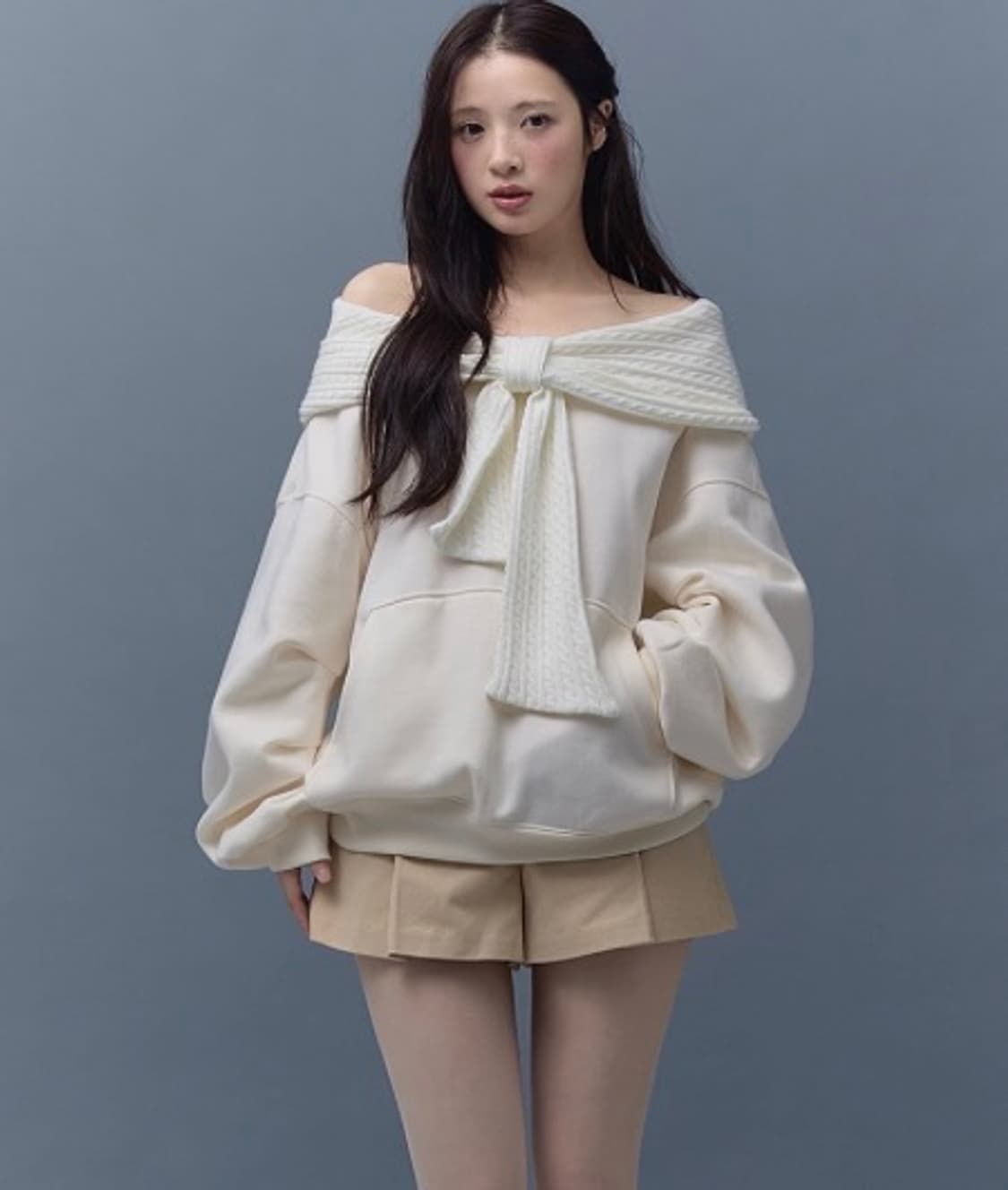 더티스 리본 후드 아이보리 상품이미지1