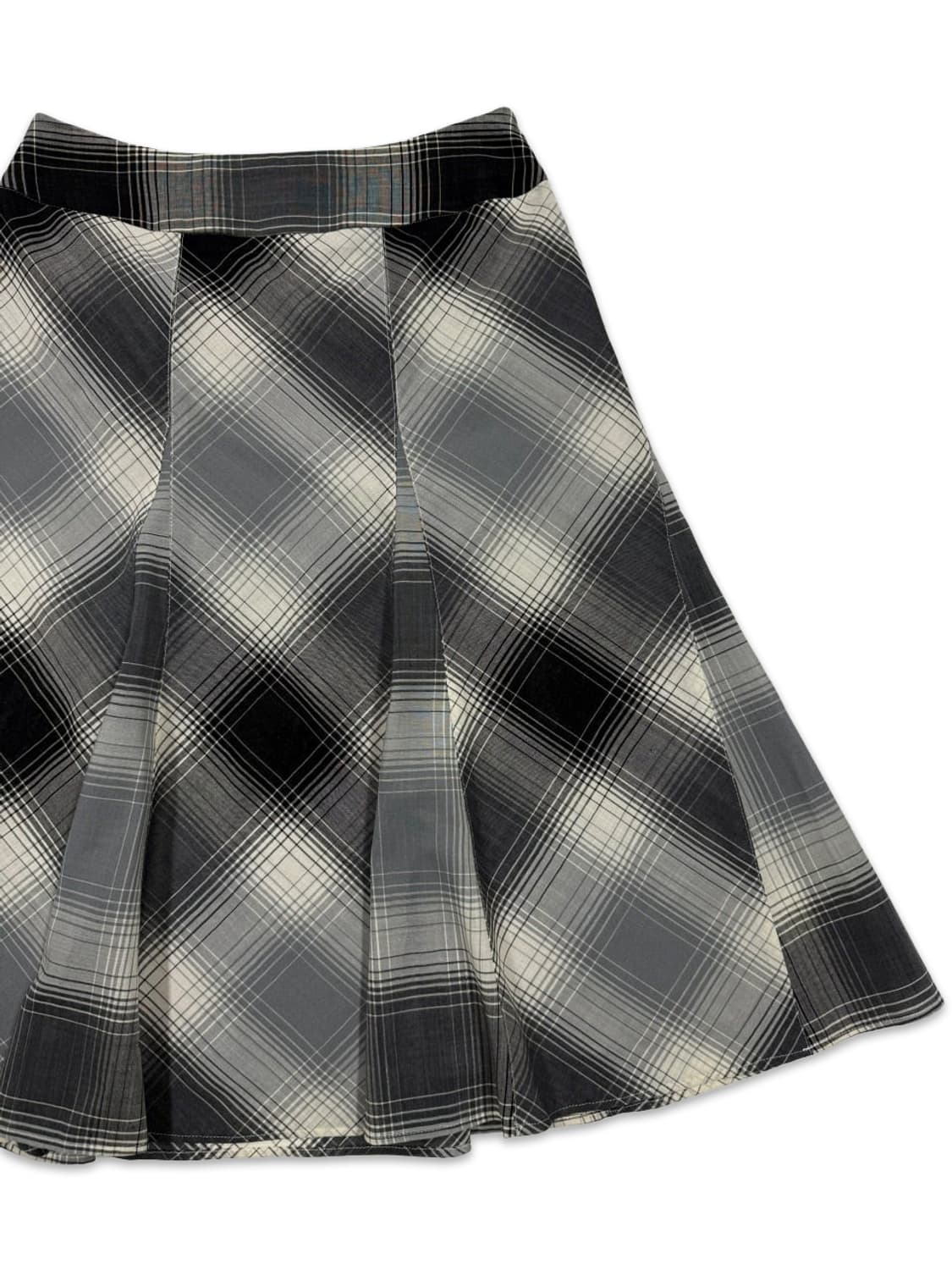 빈티지 ALMA EN ROSE 그레이 블랙 체크 미디 스커트 상품이미지2