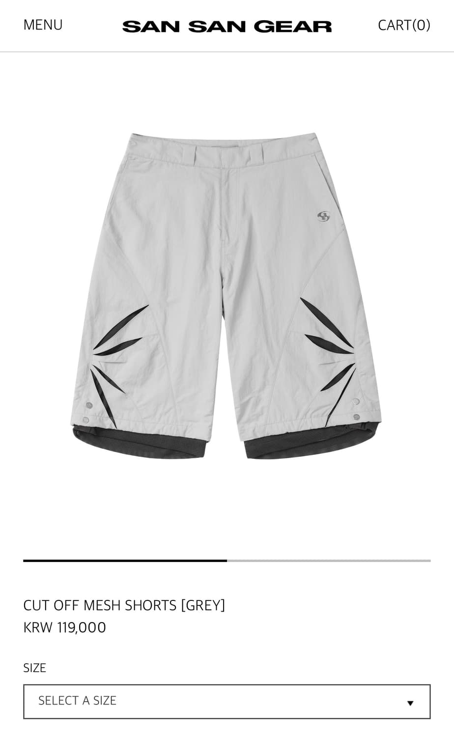 산산기어 CUT OFF MESH SHORTS [GREY] 상품이미지1