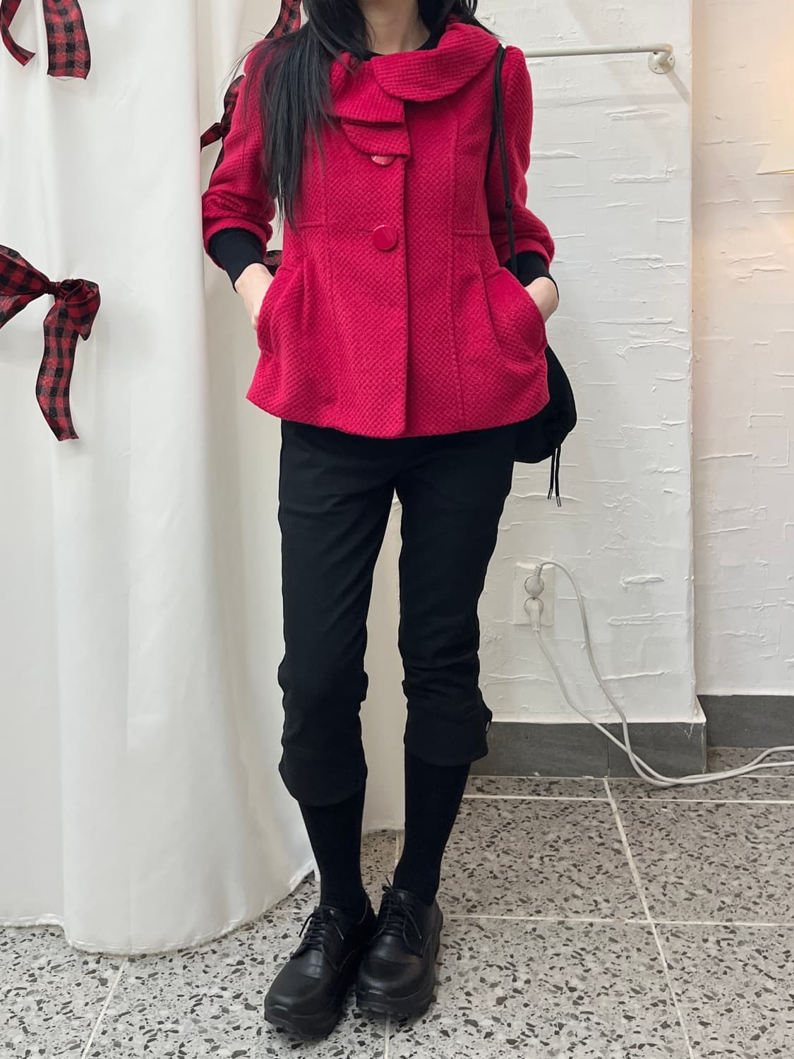 hot pink perl coat 상품이미지2