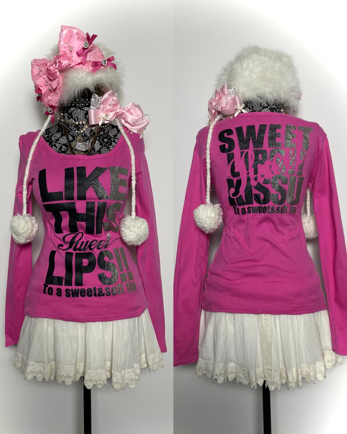 jpn 핑크 갸루 레터링 롱슬리브 상품이미지1